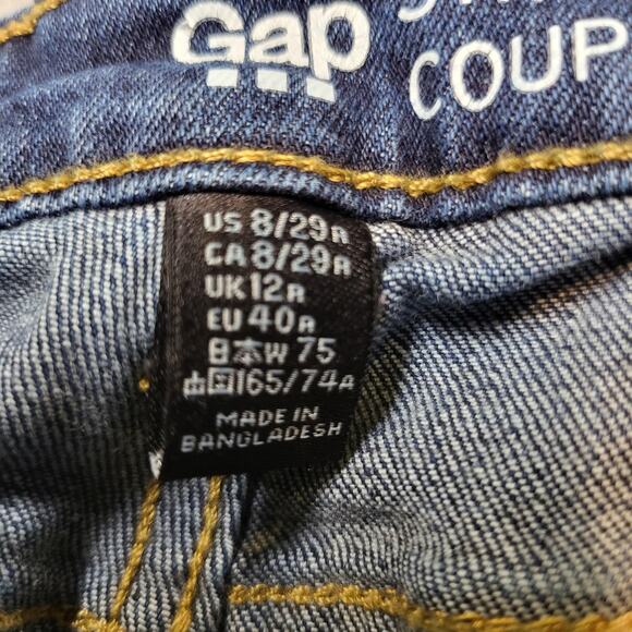 Gap Jeans Womens 8 29R Blue Straight Cuff Stretch Denim Midrise 5-Pocket Zip Fly - Picture 3 of 11